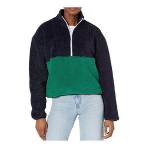 Sincerely Jules Women’s navy/green half zip Sherpa Sweatshirt Jacket 1X